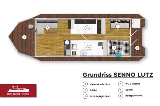 Houseboat Saunalounge 12.2 Saunalounge 12.2. Plan du bateau