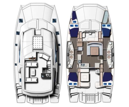 Catamaran Leopard PC51 Boot Grundriss