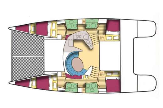 Catamaran Fountain pajot Bahia 46 Plattegrond van de boot