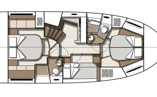 Motorboat Beneteau Gran Turismo 46 Plattegrond van de boot