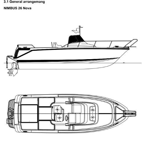 Motorboat Nimbus Nova 26 Plano del barco