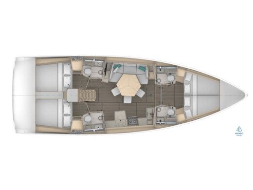 Sailboat  Sunsail 44.4 Boot Grundriss