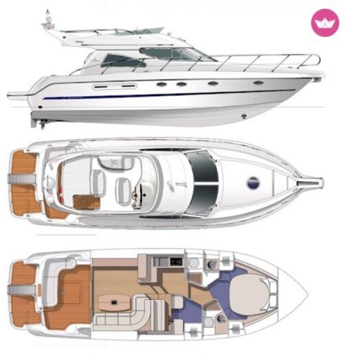 Motorboat Cranchi ATLANTIQUE 38 Plattegrond van de boot