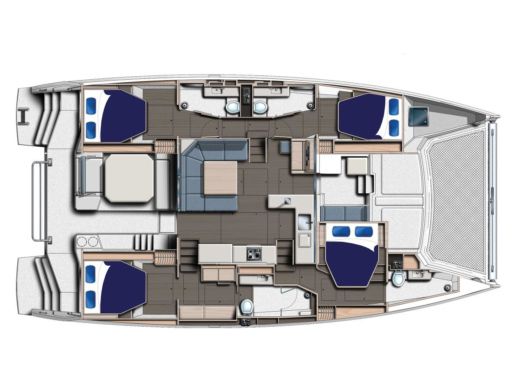Catamaran  Moorings 5000 Plattegrond van de boot