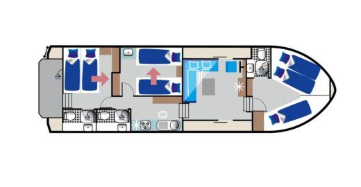 Houseboat Kormoran 1280 (ZEK) Plattegrond van de boot