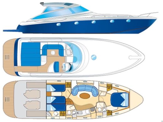 Motorboat Baia Flash 48 Plattegrond van de boot