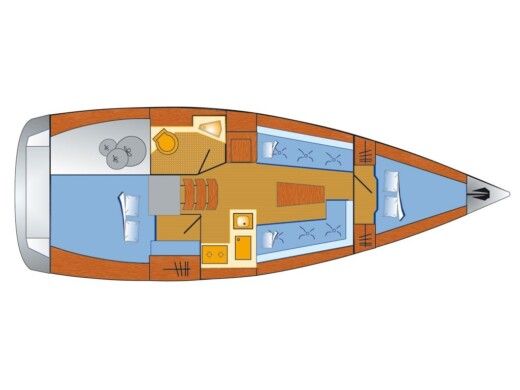 Sailboat  Bavaria Cruiser 34 Plattegrond van de boot