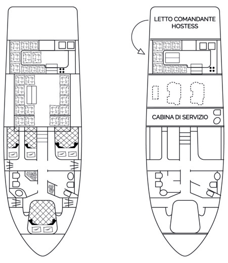 Motorboat Raffaelli Mistral Hard Top 50 Plattegrond van de boot