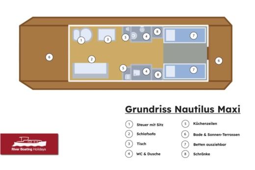 Houseboat Nautilus Nautino Maxi Boot Grundriss