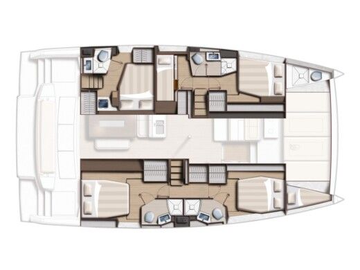 Catamaran  Bali 4.6 Plattegrond van de boot