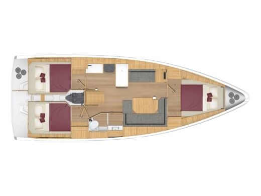 Sailboat  Bavaria C38 Plattegrond van de boot
