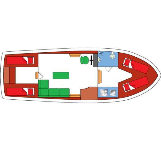 Without license Palan D 1050 Plattegrond van de boot