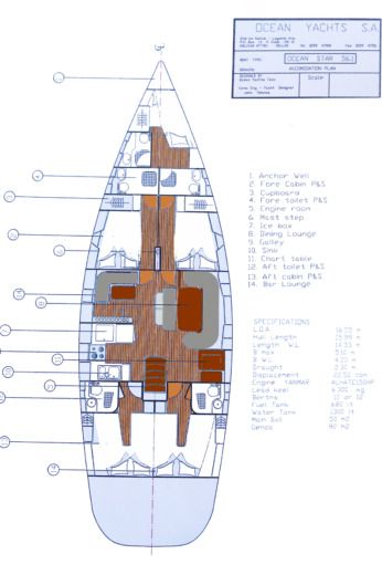 Sailboat Ocean Star Ocean Star 56.1 (18 METRES) Plano del barco