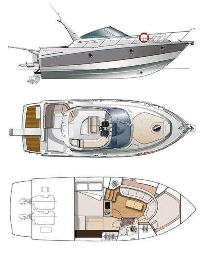 Motorboat Cranchi Zaffiro 32 Plattegrond van de boot