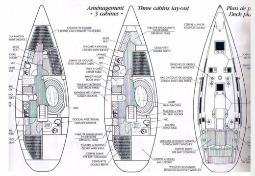 Sailboat Wauquiez Centurion 42 Boat layout