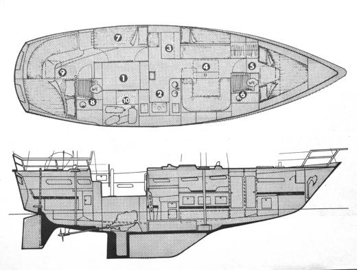 Sailboat Wauquiez Amphitrite 43 Boat design plan