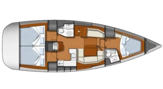 Catamaran Jeanneau Sun Odyssey 42 Ds Plano del barco