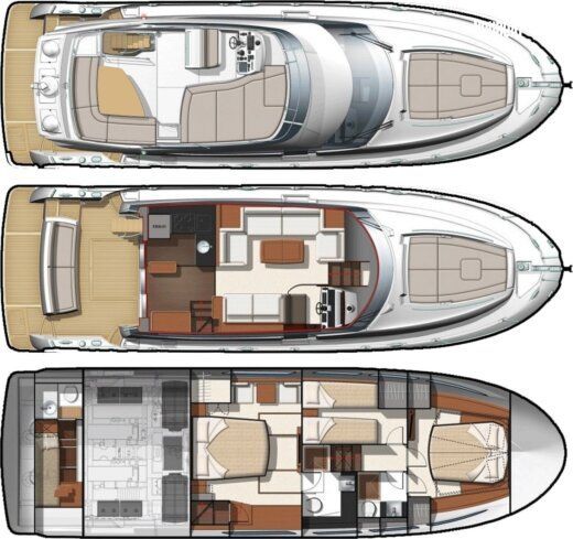 Motorboat Jeanneau Prestige 500 Boot Grundriss