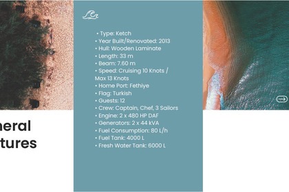 Hyra båt Guletbåt Gulet 33 mt Ketch Muğla