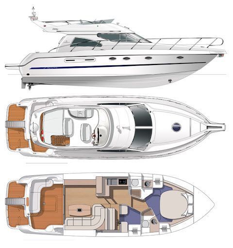 Motorboat Cranchi 40 Fly Plattegrond van de boot