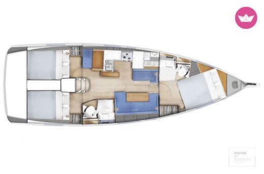 Sailboat Jeanneau Sun Odyssey 410P 2021 Plattegrond van de boot