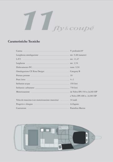 Motorboat Portofino Marine 11 Fly Boat design plan