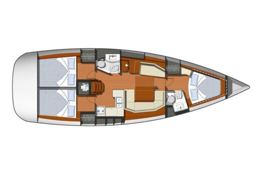 Sailboat Jeanneau Sun Odyssey 42i Planimetria della barca