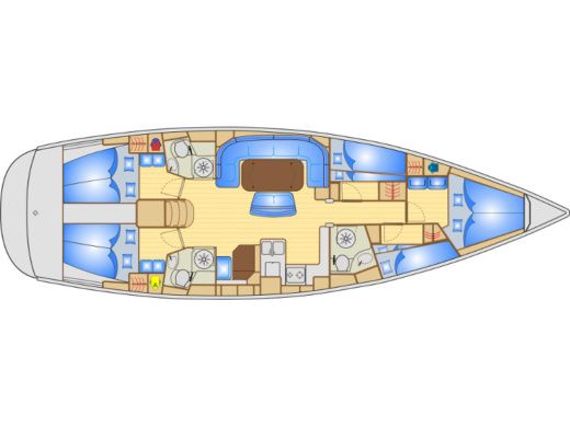 Sailboat Bavaria Bavaria 50 Plattegrond van de boot