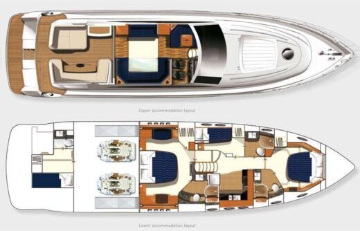 Motorboat Princess V65 Boat layout