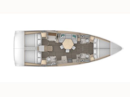 Sailboat  Dufour 44-4 cabins Plattegrond van de boot