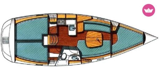 Sailboat Beneteau Oceanis Clipper 331 Plattegrond van de boot