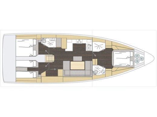 Sailboat  Bavaria C46 Plattegrond van de boot