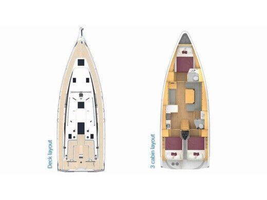 Sailboat  Bavaria C42 Plattegrond van de boot