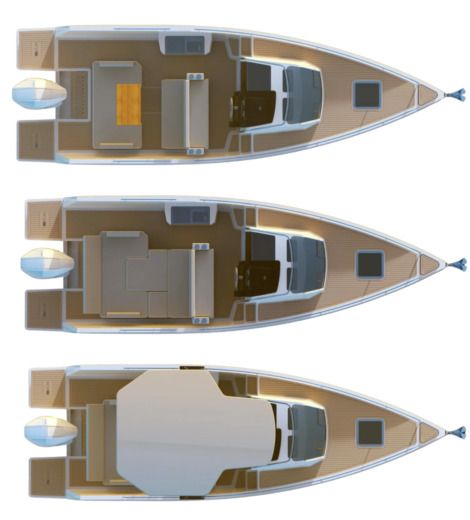 Motorboat Nuva Yachts M8 Cabin Boot Grundriss