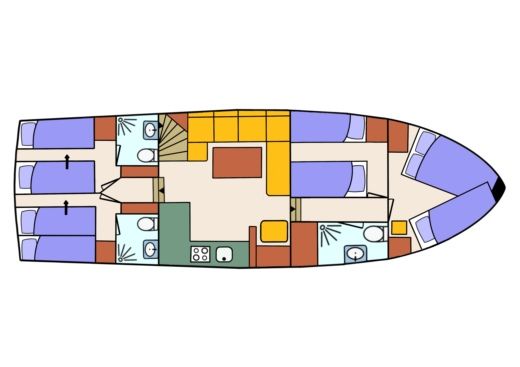 Houseboat Sara Elite Ryna 1400 Plattegrond van de boot