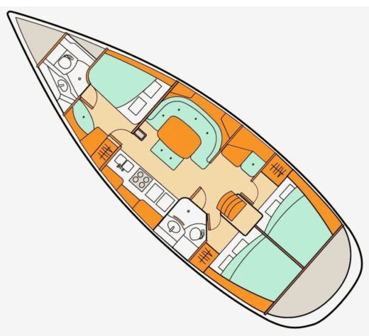 Sailboat Beneteau Oceanis 400 Plano del barco