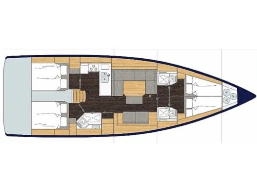 Sailboat  Bavaria C45 Plattegrond van de boot