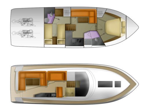 Motorboat Galeon 405 HTL Boat design plan