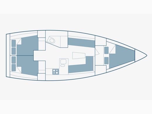 Sailboat  Bavaria 37 Plattegrond van de boot