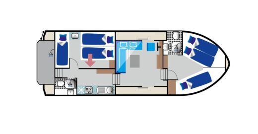 Houseboat Kormoran 1140 (ZEK) Plattegrond van de boot