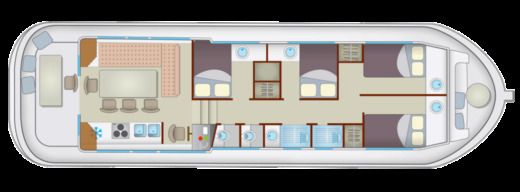 Houseboat Pénichette® P1500 Flying Bridge Plano del barco