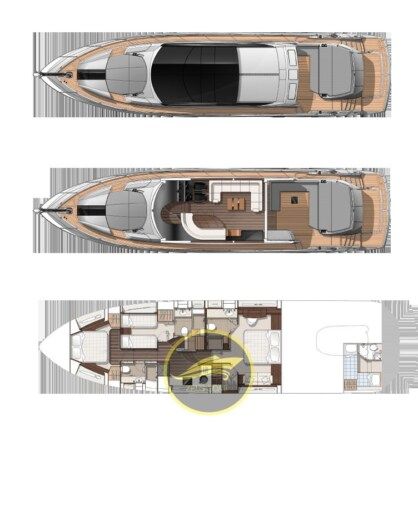 Motorboat Sunseeker Predator 68 Planimetria della barca