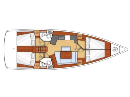 Sailboat Beneteau Oceanis 45 Plattegrond van de boot