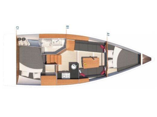Sailboat  Hanse 315 Plattegrond van de boot