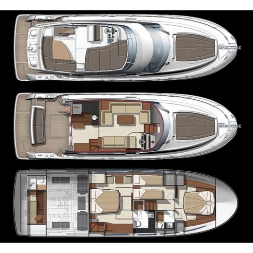 Motorboat PRESTIGE 520 Fly Planimetria della barca