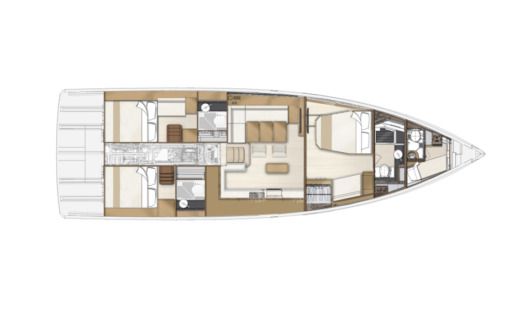 Sailboat Jeanneau 55 avec équipage Plano del barco