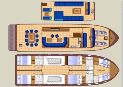 Motorboat Grand Banks 72 Plattegrond van de boot