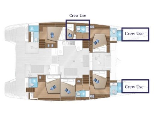 Catamaran Lagoon 52F Lagoon 52F - 6 cab (A/C+Gen+WM) Plan du bateau