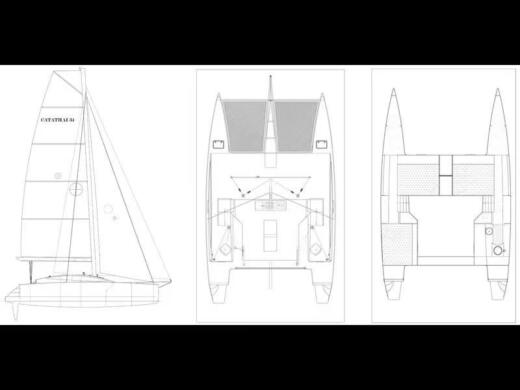 Catamaran Catathai 34 open boat plan