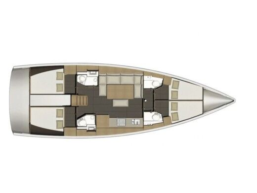 Sailboat DUFOUR 460 Gran Large Plattegrond van de boot